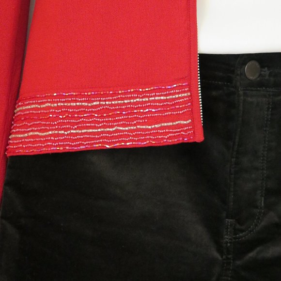 NEXT UK 🇬🇧 - Red bead edged zip up cardigan - Picture 4 of 13